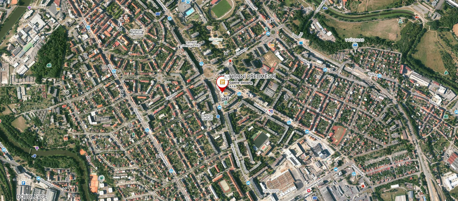 Mapa kde najdete hernu PICNIC v Plzni